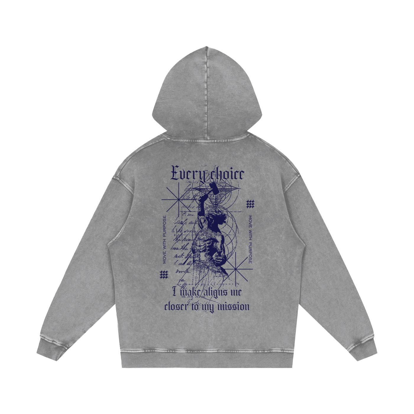 Move With Purpose Snow Washed Loose Cotton Hoodie