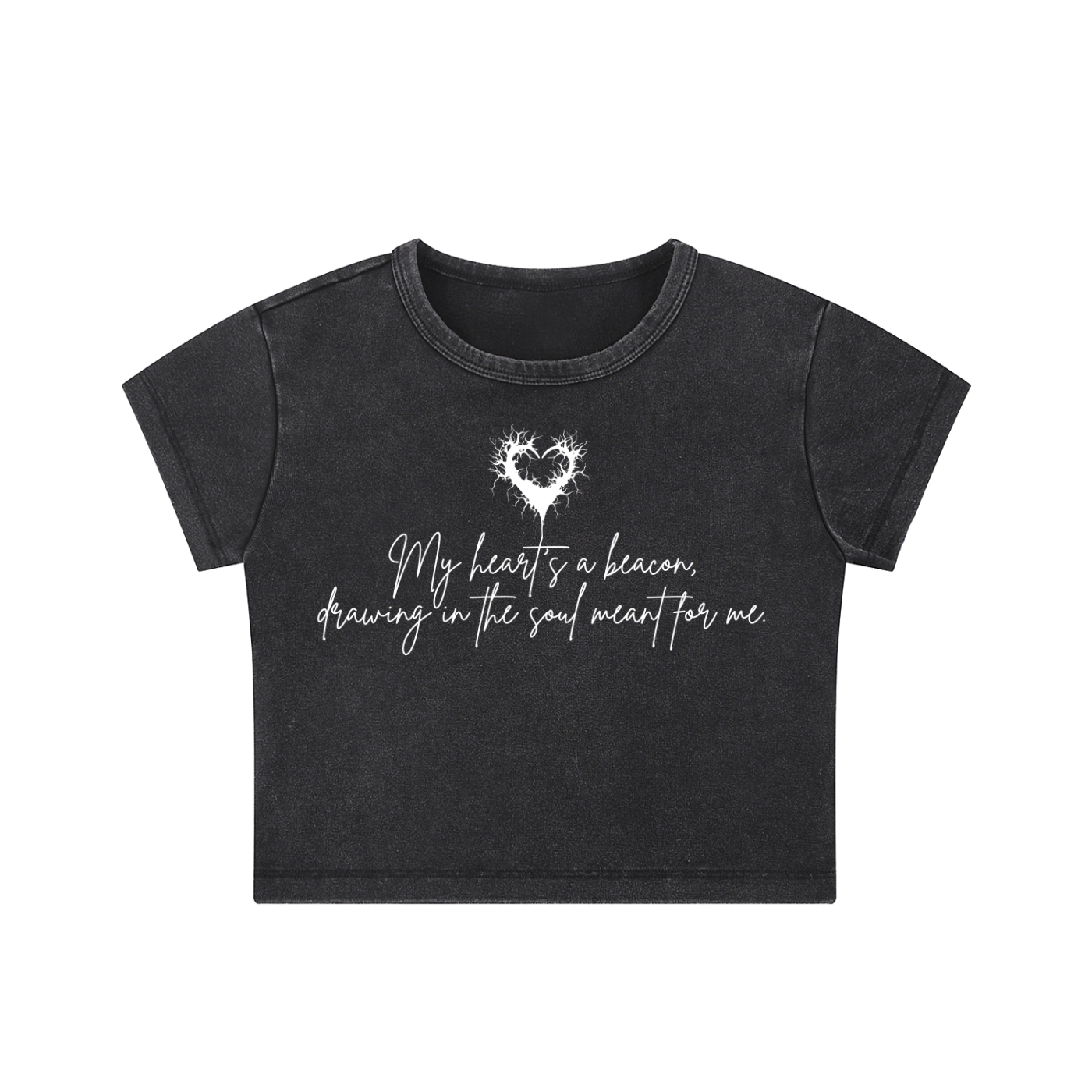 My Heart Is A Beacon Snow Washed Crop Top