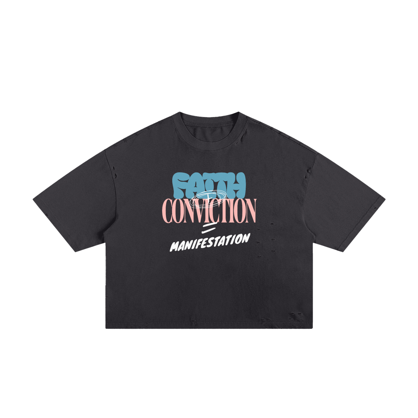 Faith Plus Conviction Equals Manifestation 2 Classic Frayed Boxy Tee