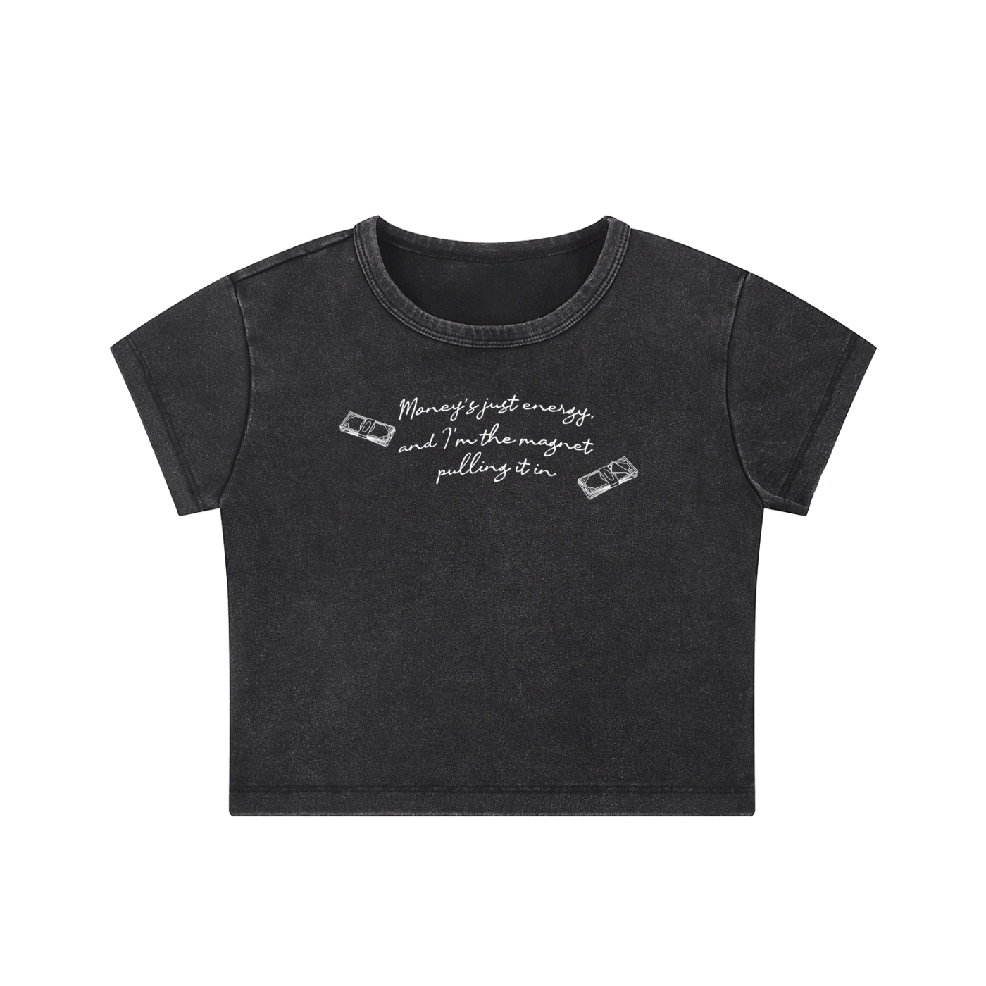 Moneys Just Energy Snow Washed Crop Top