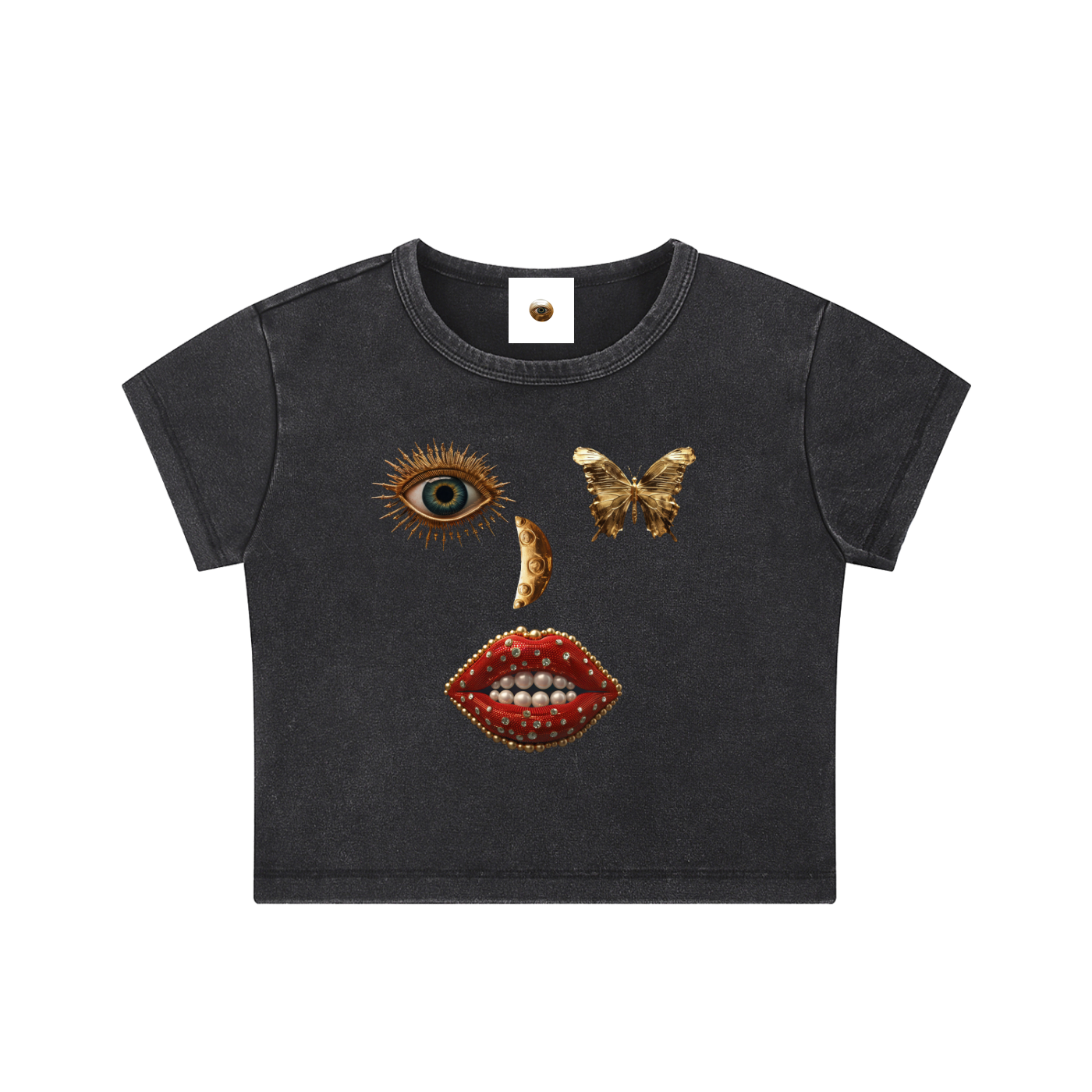 SS Face Snow Washed Crop Top