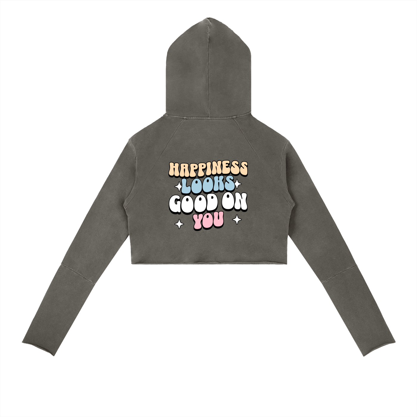 Happiness Looks Good On You Vintage Washed Raw Edge Hoodie