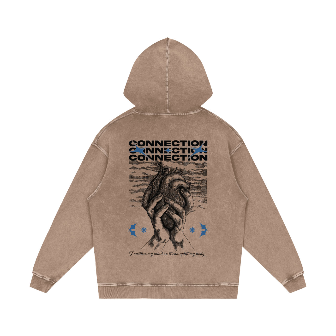Connection Snow Washed Loose Cotton Hoodie