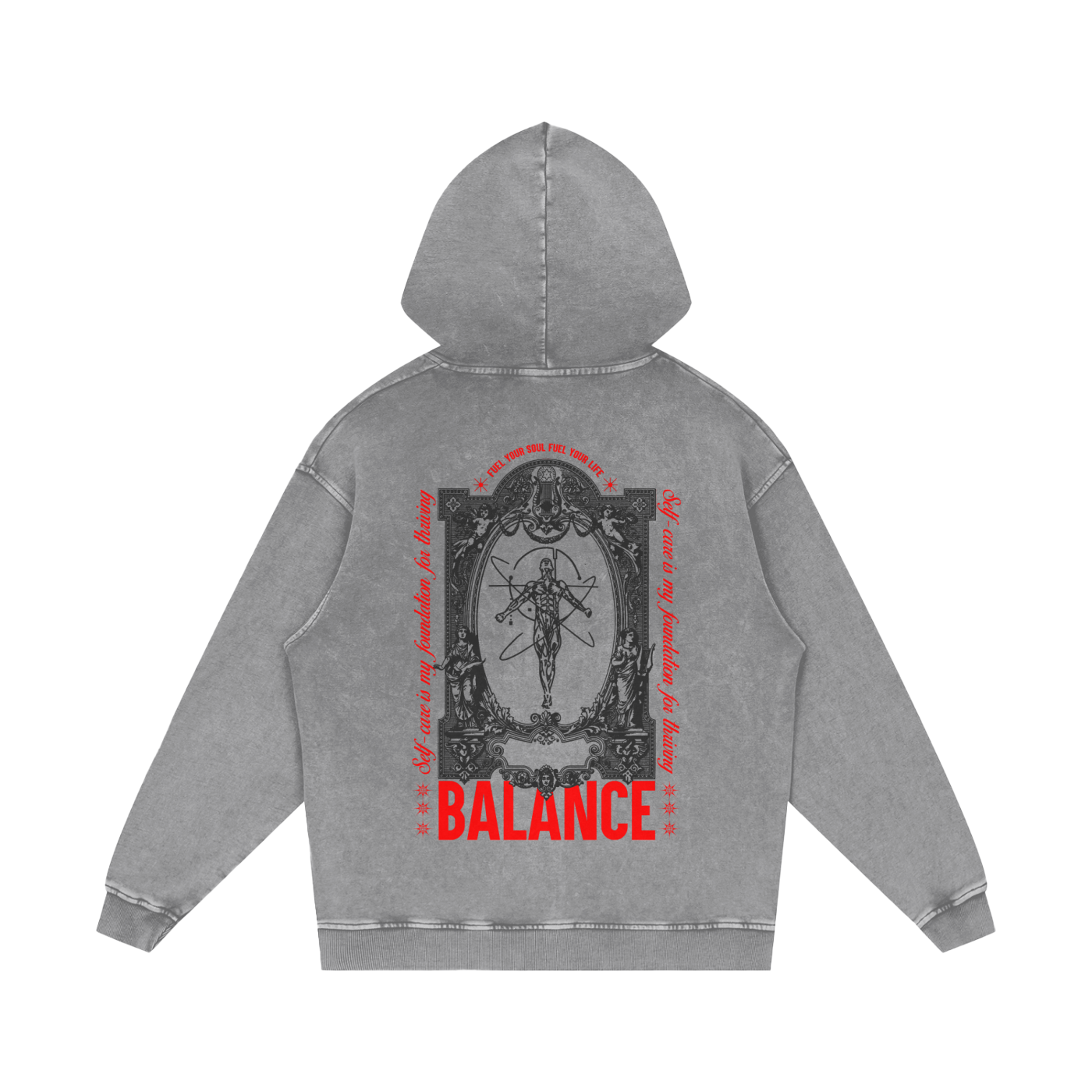 Balance Snow Washed Loose Cotton Hoodie