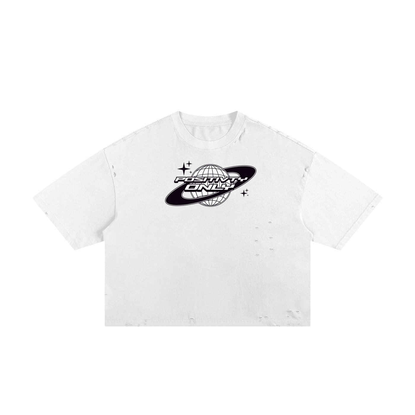 Positivity Only Classic Frayed Boxy Tee