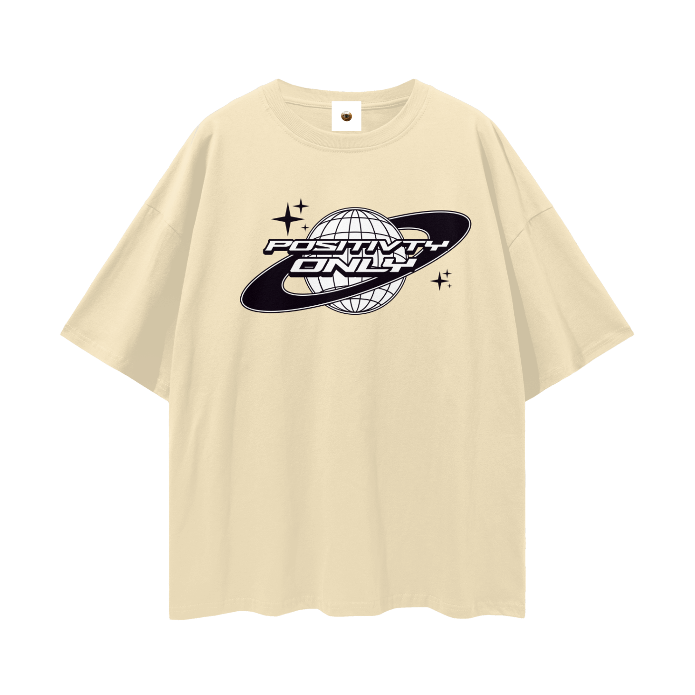 Positivity Only Snow Washed Loose Drop Shoulder Tee