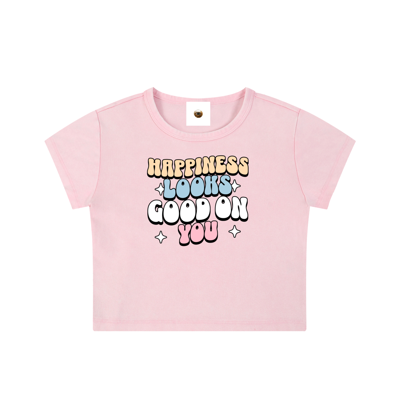 Happiness Looks Good On You Snow Washed Crop Top