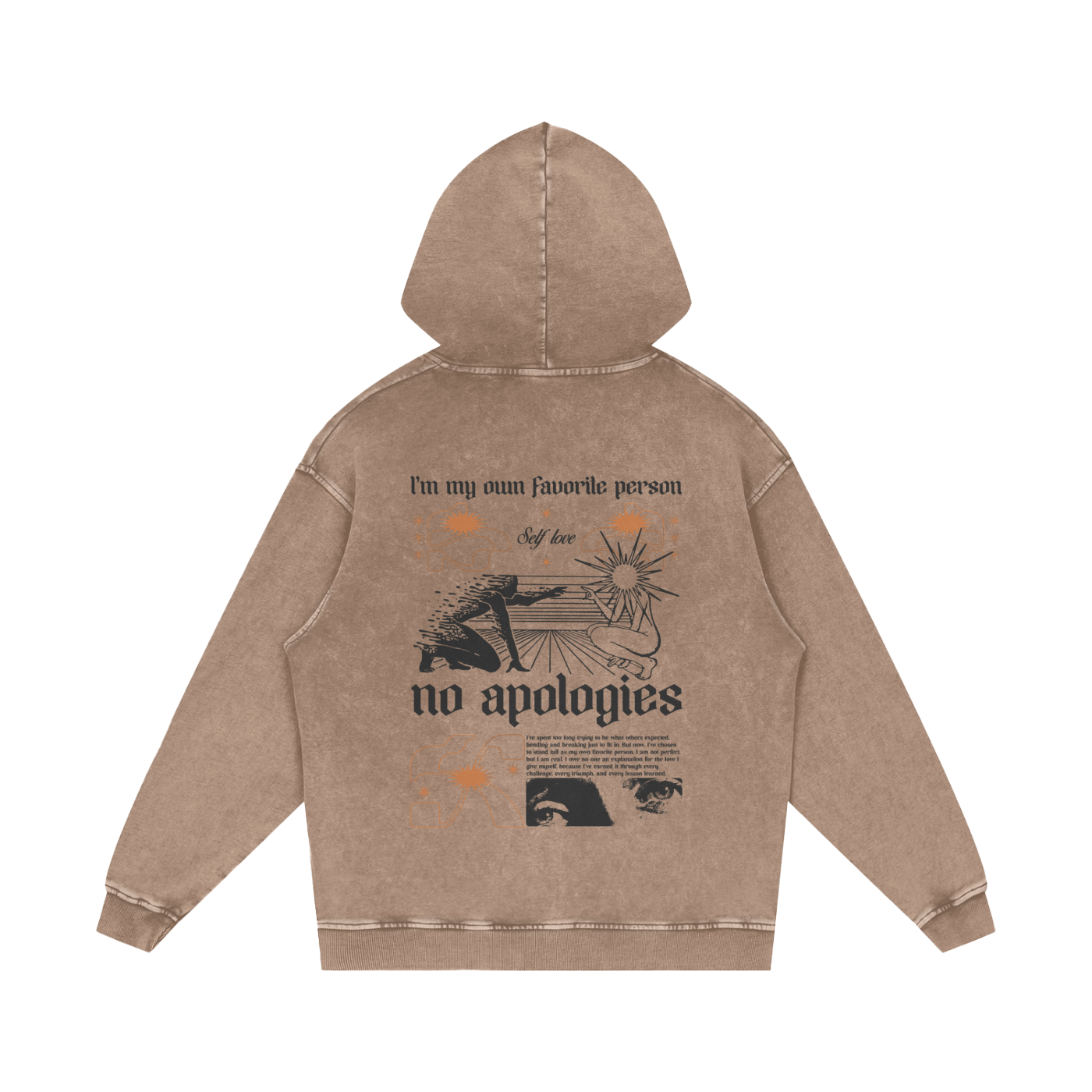 No Apologies Snow Washed Loose Cotton Hoodie