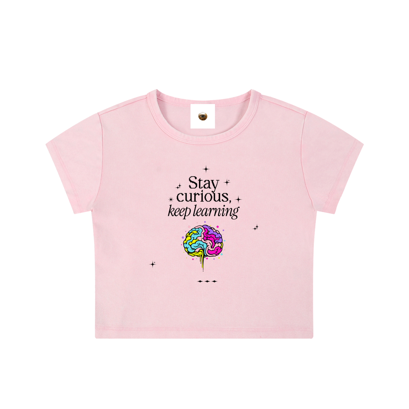 Stay Curious Keep Learning Snow Washed Crop Top