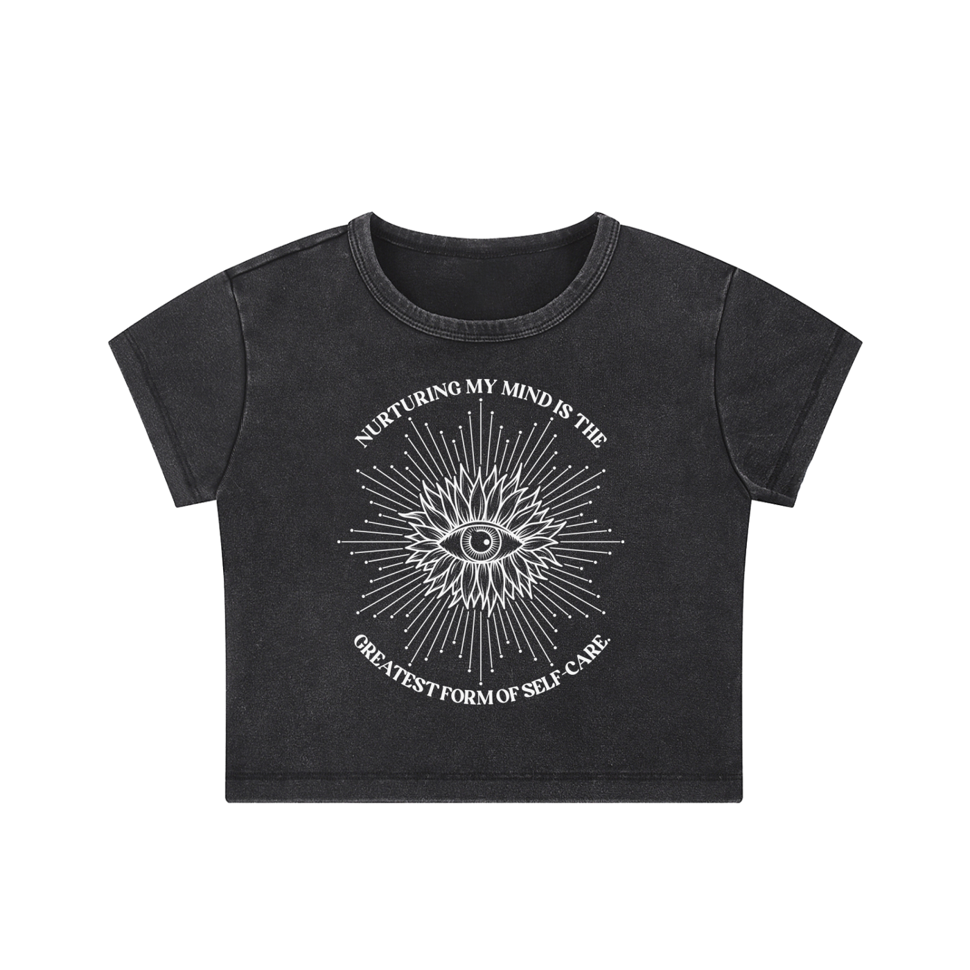 Nurturing My Mind Snow Washed Crop Top