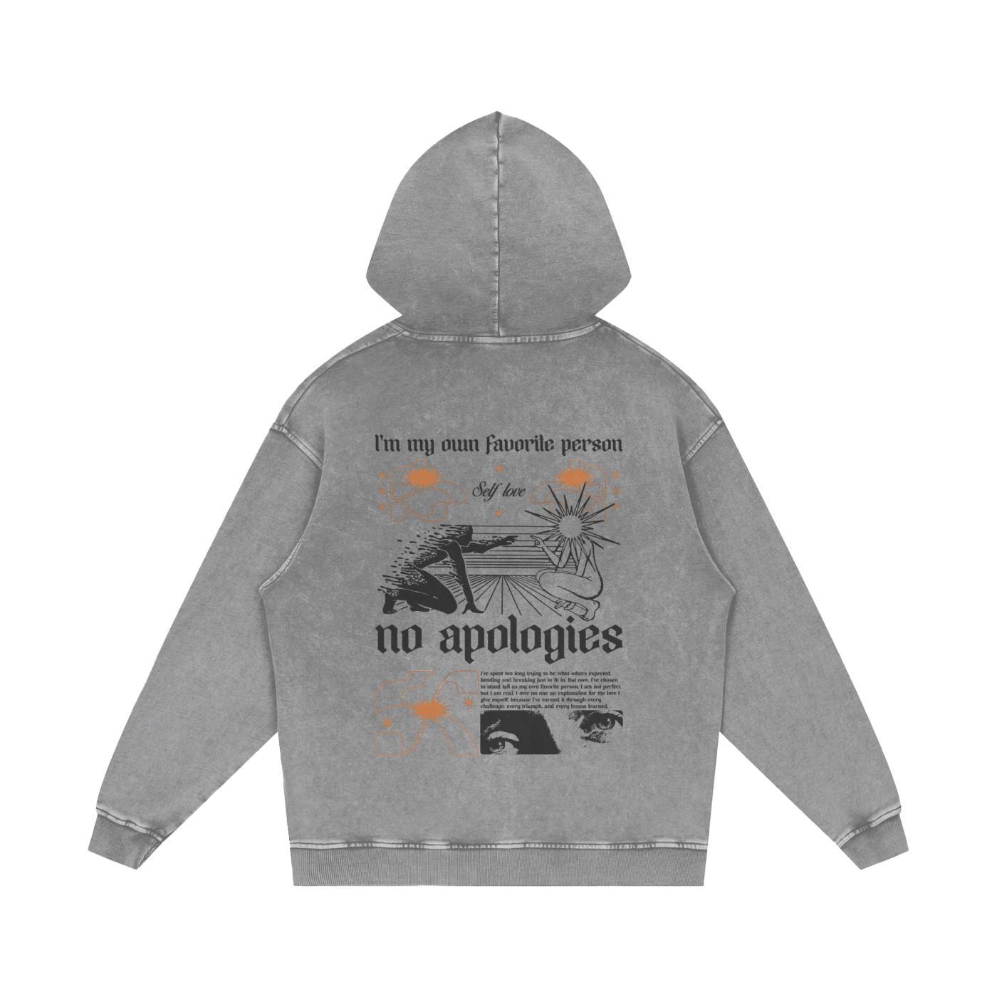 No Apologies Snow Washed Loose Cotton Hoodie