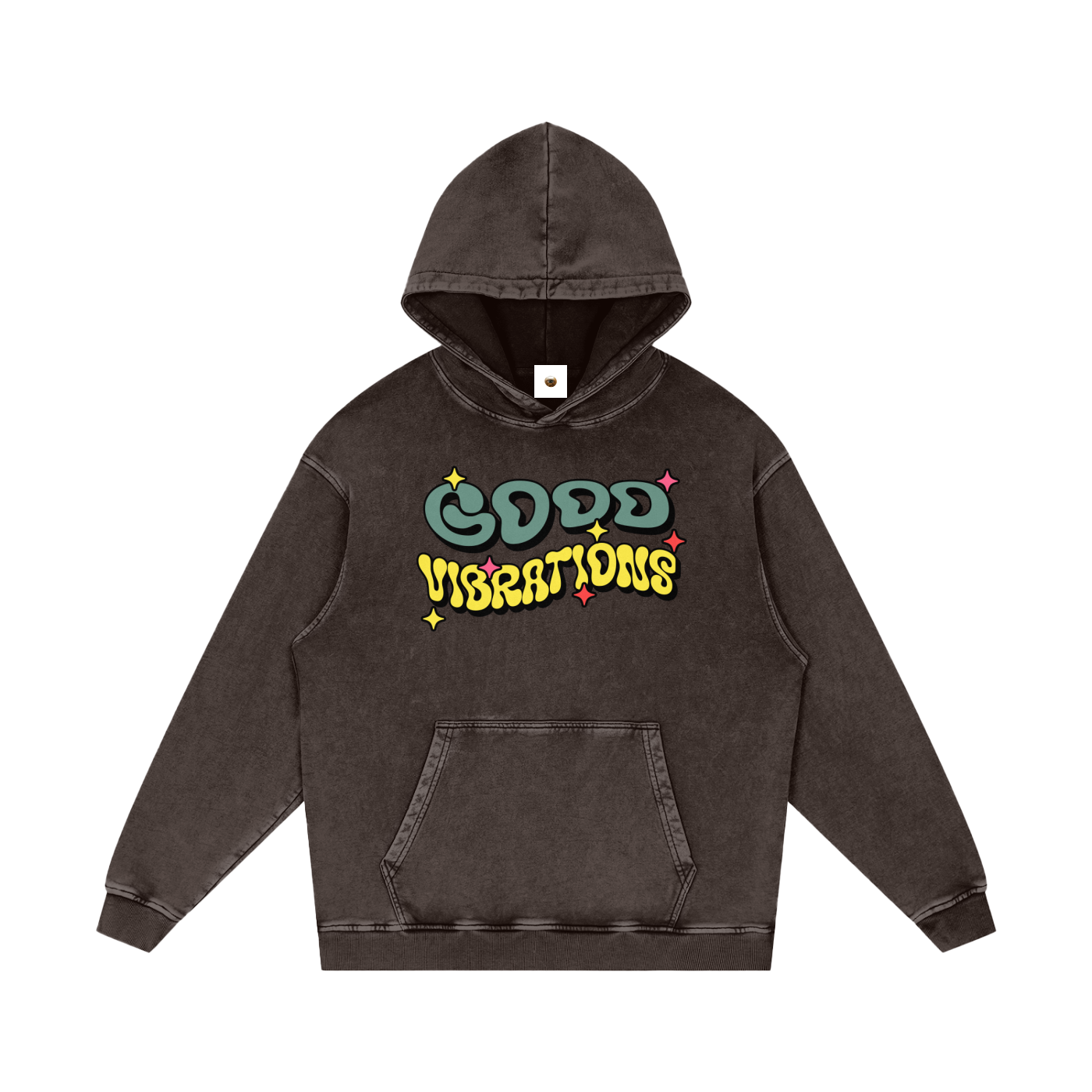 Good Vibrations Snow Washed Loose Cotton Hoodie