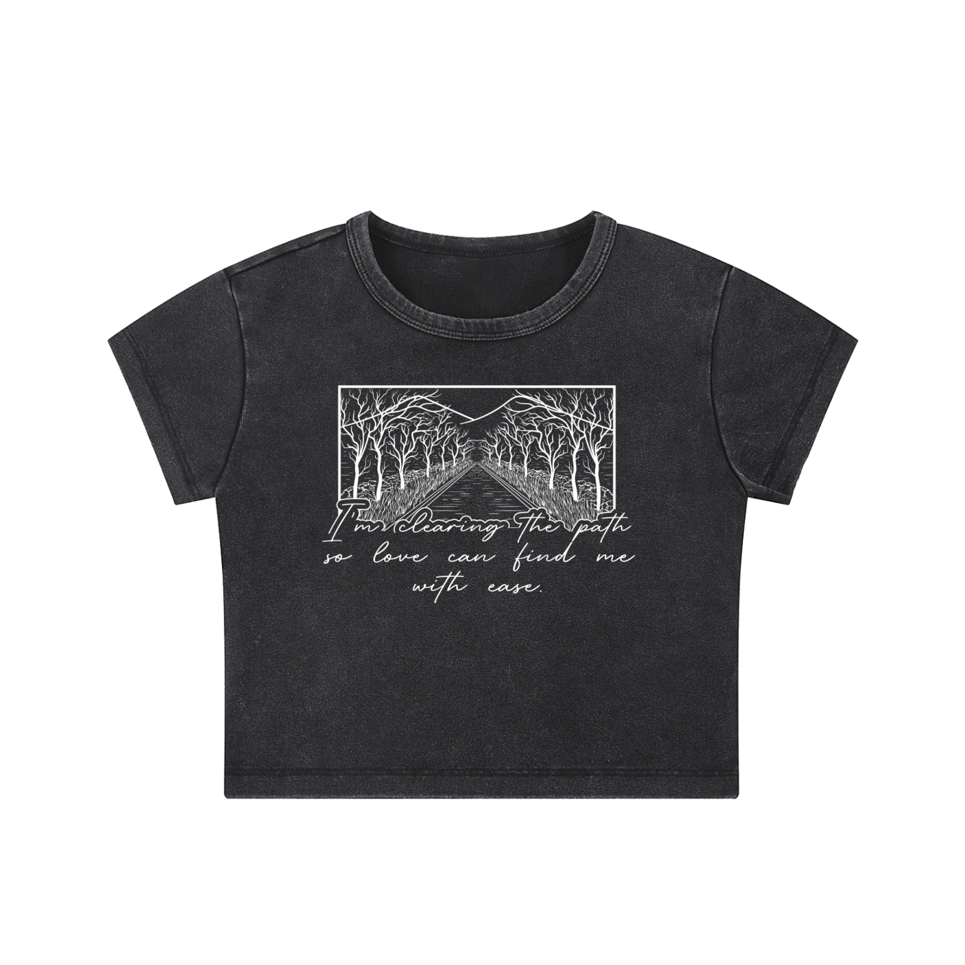 Im Clearing The Path Snow Washed Crop Top