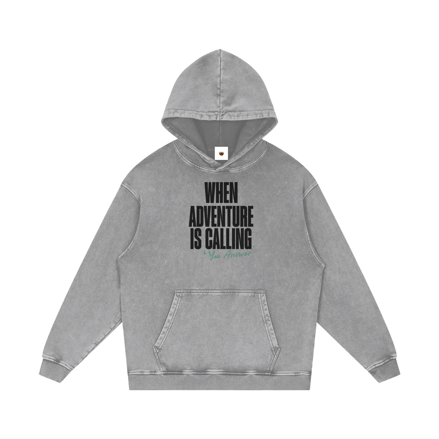 When Adventure is Calling Snow Washed Loose Cotton Hoodie