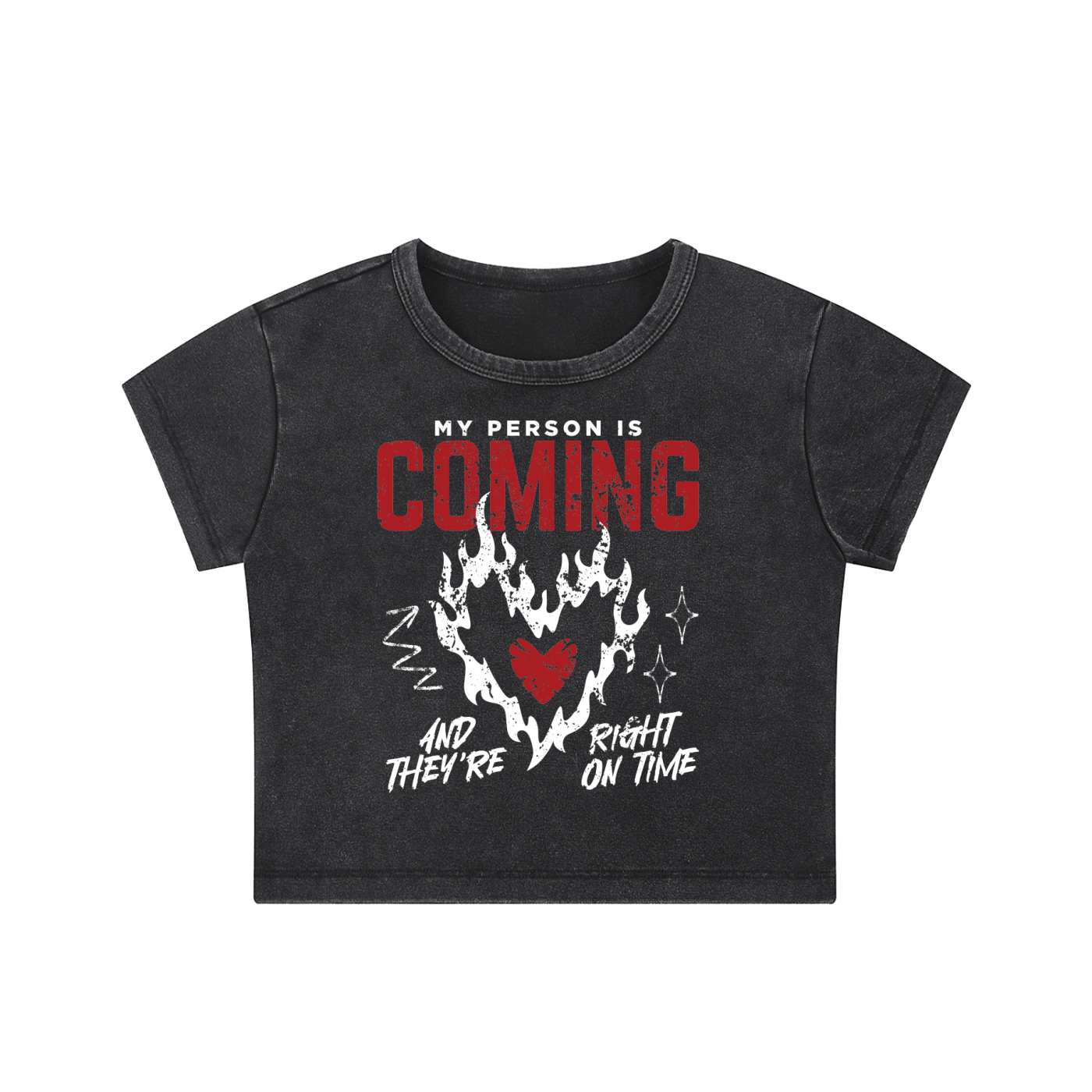 My Person Is Coming Snow Washed Crop Top