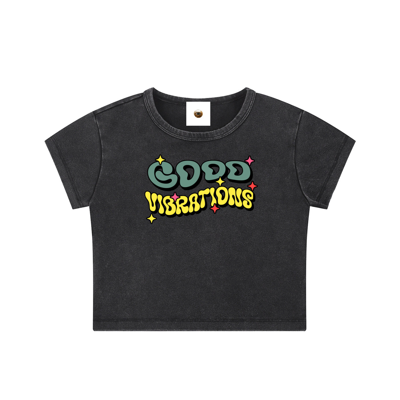 Good Vibrations Snow Washed Crop Top
